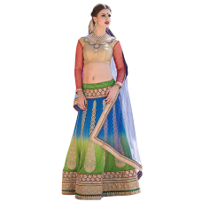 Triveni Glamorous Multi Colored Embroidered Faux Georgette Lehenga Choli